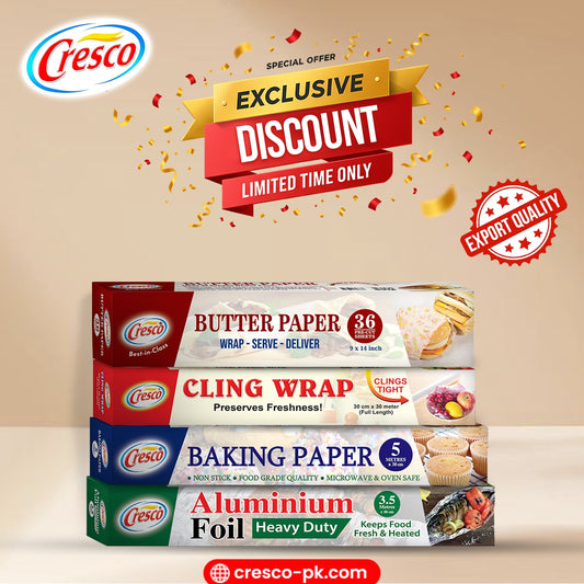CRESCO CLING WRAP, BAKING PAPER , BUTTER PAPER & ALUMINIUM FOIL